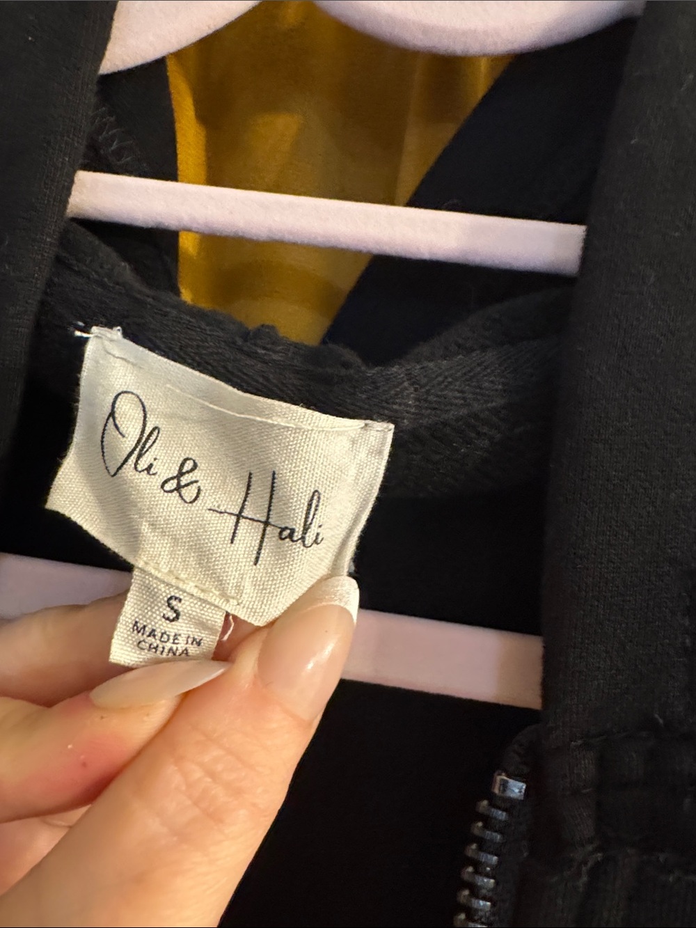 Oli & Hali Black Zip Hoodie with Silver Bead Fringe - Picture 3 of 6